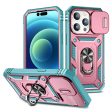 For iPhone 15 Pro Sliding Camera Window Phone Case PC+TPU Kickstand Cover with Card Slot Online