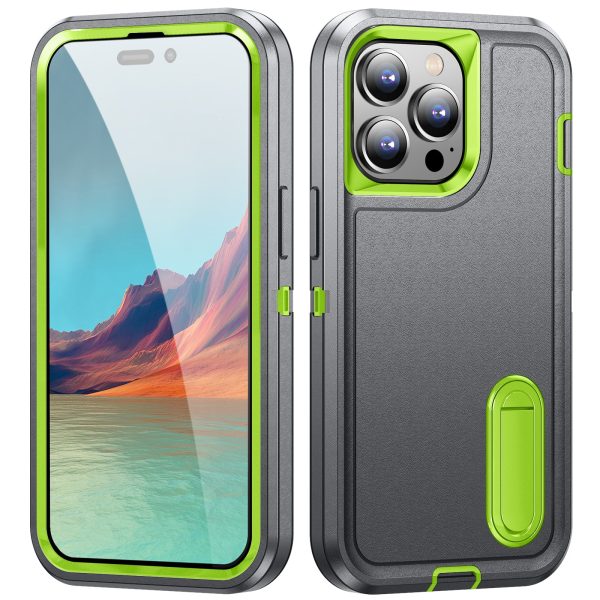 Hard PC+Soft TPU Phone Case for iPhone 15 Pro Anti-Scratch Kickstand Phone Cover Online now