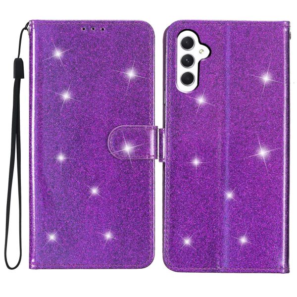 For Samsung Galaxy A24 4G Glittery Wallet Stand PU Leather Case Drop-proof Phone Cover on Sale