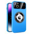 Back Logo Magnify PC+TPU Cover for iPhone 15 Anti-Drop Phone Case with Glass Lens Film Compatible with MagSafe Sale