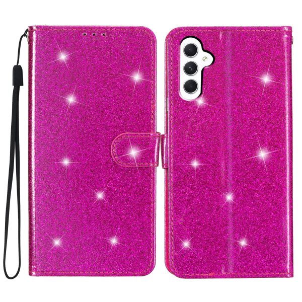 For Samsung Galaxy A24 4G Glittery Wallet Stand PU Leather Case Drop-proof Phone Cover on Sale