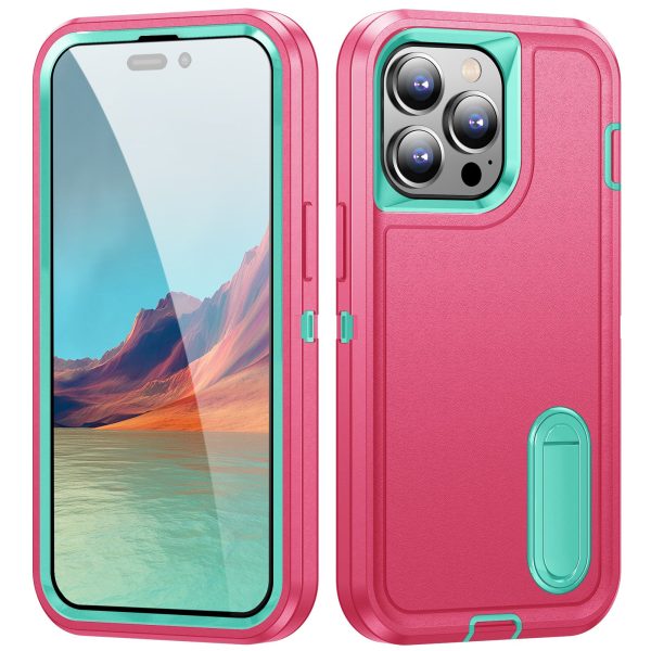 Hard PC+Soft TPU Phone Case for iPhone 15 Pro Anti-Scratch Kickstand Phone Cover Online now