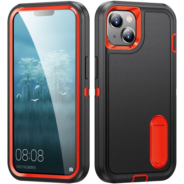 For iPhone 15 Plus PC+TPU Phone Case Shockproof Anti-Drop Cell Phone Cover with Kickstand Online now