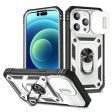 For iPhone 15 Pro Sliding Camera Window Phone Case PC+TPU Kickstand Cover with Card Slot Online