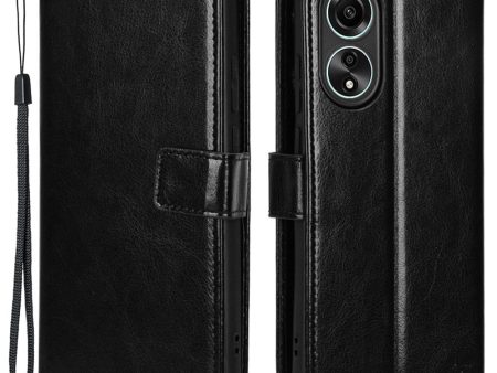 Wallet PU Leather Phone Cover for Oppo A58 4G , Crazy Horse Texture Stand Phone Case Online Sale