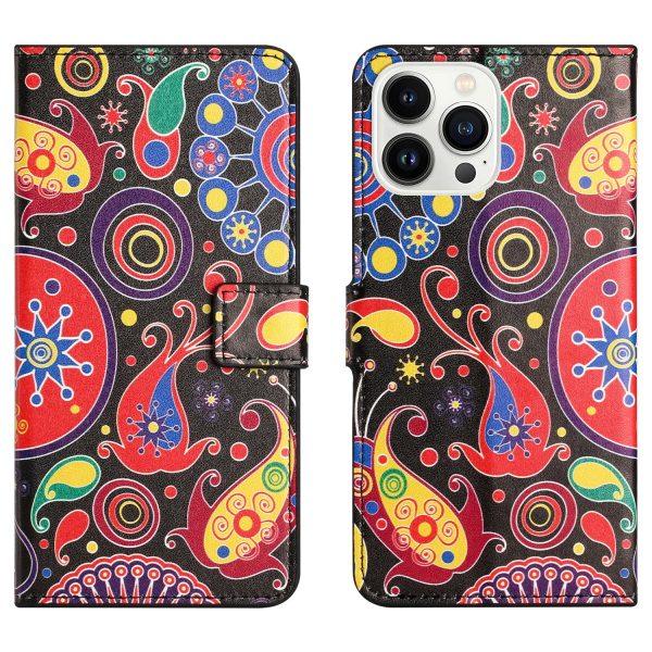 For iPhone 15 Pro Leather Mobile Phone Case Pattern Printing Stand Wallet Flip Cover Supply